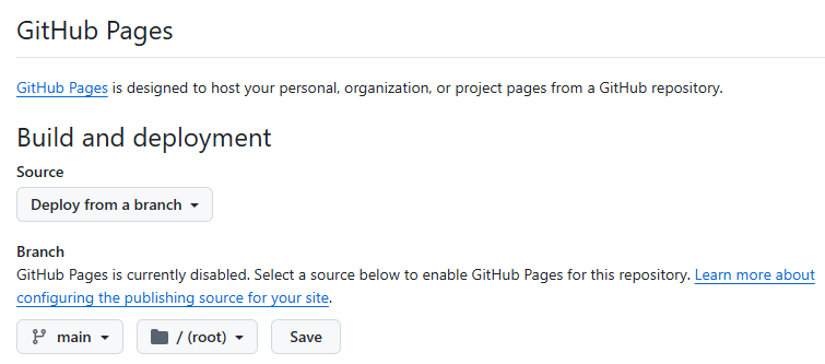 GitHub Pages configuration